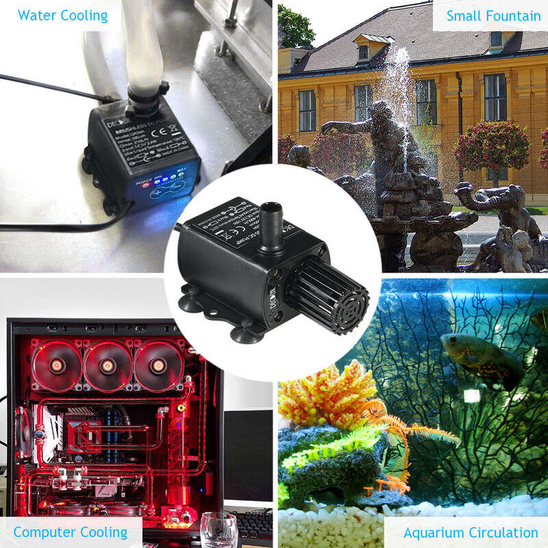 Decdeal īpaši kluss Mini DC12V 10W 400L/H pacēlājs 400cm bezsuku ūdens sūknis 5,5*2,1mm sieviešu zemūdens strūklakas plūsmas regulēšana