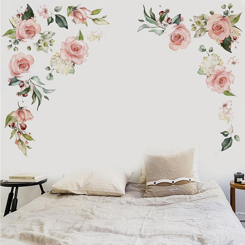 Pink Rose Butterfly Sieninis lipdukas Miegamojo Svetainės Įėjimo Tapetų lipdukas Sienų Namų Sienų Apdailai Lipnus