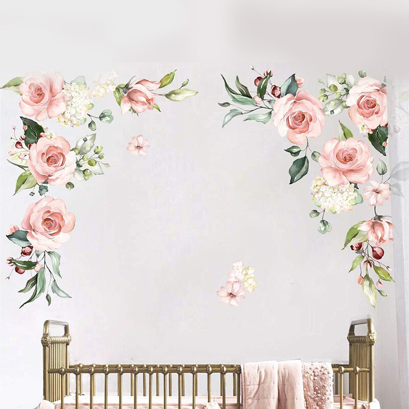 Pink Rose Butterfly Sieninis lipdukas Miegamojo Svetainės Įėjimo Tapetų lipdukas Sienų Namų Sienų Apdailai Lipnus