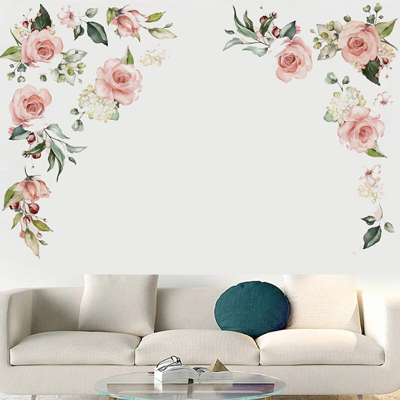 Pink Rose Butterfly Sieninis lipdukas Miegamojo Svetainės Įėjimo Tapetų lipdukas Sienų Namų Sienų Apdailai Lipnus