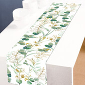 Eucalyptus Leafs Lenn Table Runner Sage Green Spring Spring Summer Anniversary Dining Table Decoration for Home Party Wedding Decor