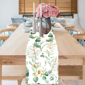 Eucalyptus Leafs Lenn Table Runner Sage Green Spring Spring Summer Anniversary Dining Table Decoration for Home Party Wedding Decor