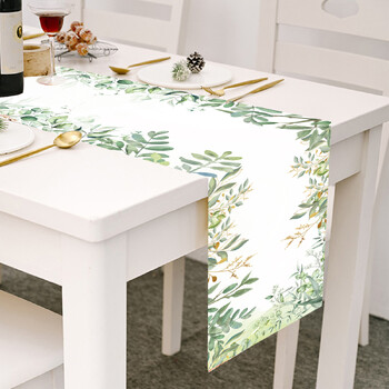 Eucalyptus Leafs Lenn Table Runner Sage Green Spring Spring Summer Anniversary Dining Table Decoration for Home Party Wedding Decor