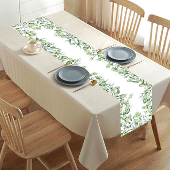 Eucalyptus Leafs Lenn Table Runner Sage Green Spring Spring Summer Anniversary Dining Table Decoration for Home Party Wedding Decor