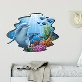 Desen animat acuarelă Animal marin Delfin Autocolante de perete pentru uşă Camera de copii Arta peretelui Living Decor pentru dormitor Baie