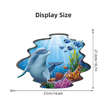 Анимационен акварел Морско животно Делфин Стикери за стена за врата Детска стая Стена Изкуство Декорация на всекидневна за спалня Баня