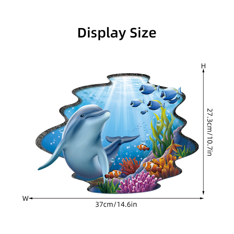 Desen animat acuarelă Animal marin Delfin Autocolante de perete pentru uşă Camera de copii Arta peretelui Living Decor pentru dormitor Baie