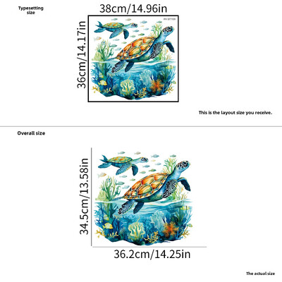 Autocolante transfrontaliere cu rechin țestoasă Amazon Decorarea băii Autocolante de perete autoadezive Material PVC Comerț cu ridicata