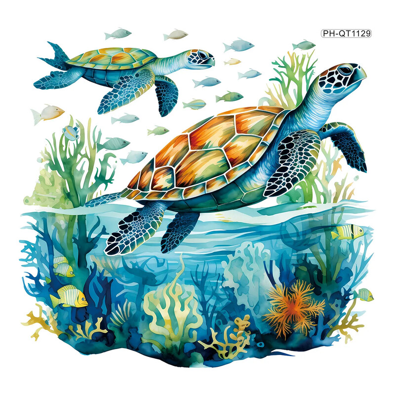 Autocolante transfrontaliere cu rechin țestoasă Amazon Decorarea băii Autocolante de perete autoadezive Material PVC Comerț cu ridicata