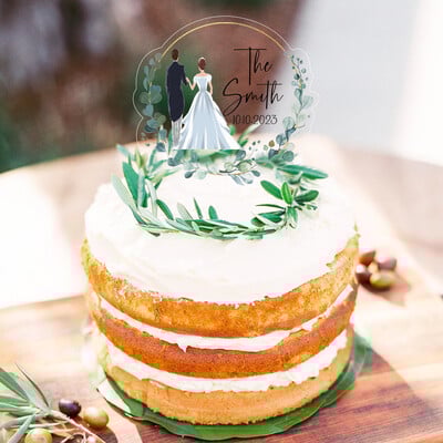 Individualizuotos pavardės torto viršus vestuvėms Kaimiškas vestuvių ponas ir ponia torto viršelis suasmenintas vestuvinis torto viršus akrilas