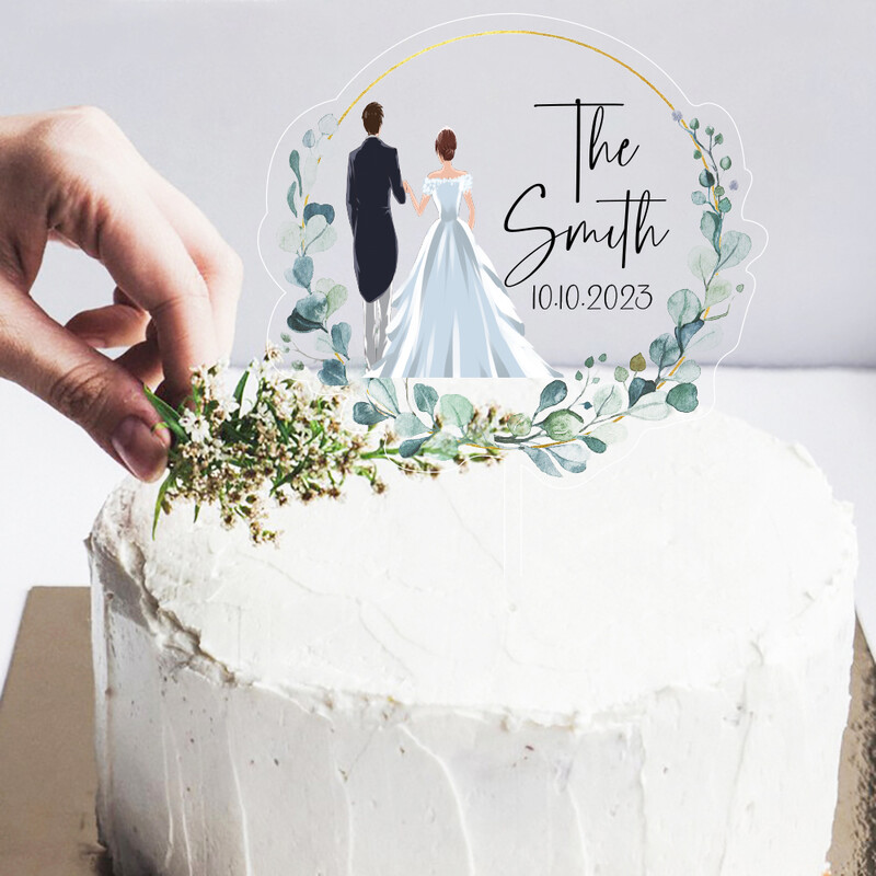 Individualizuotos pavardės torto viršus vestuvėms Kaimiškas vestuvių ponas ir ponia torto viršelis suasmenintas vestuvinis torto viršus akrilas