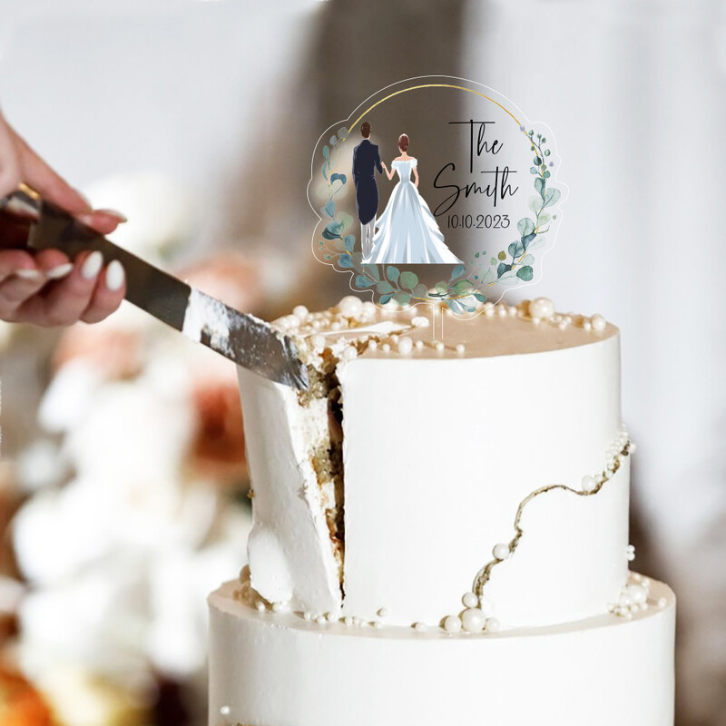 Individualizuotos pavardės torto viršus vestuvėms Kaimiškas vestuvių ponas ir ponia torto viršelis suasmenintas vestuvinis torto viršus akrilas