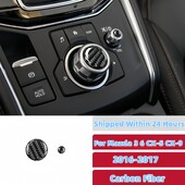 Για Mazda 3 6 CX-5 CX-9 2016 2017 Auto Carbon Fiber Central Console Multimedia Volume Button Cover Trim Accesorios Para Vehículos
