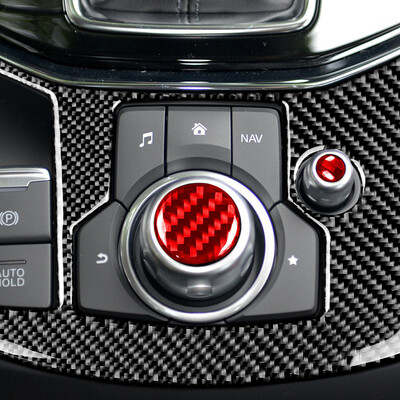 Για Mazda 3 6 CX-5 CX-9 2016 2017 Auto Carbon Fiber Central Console Multimedia Volume Button Cover Trim Accesorios Para Vehículos