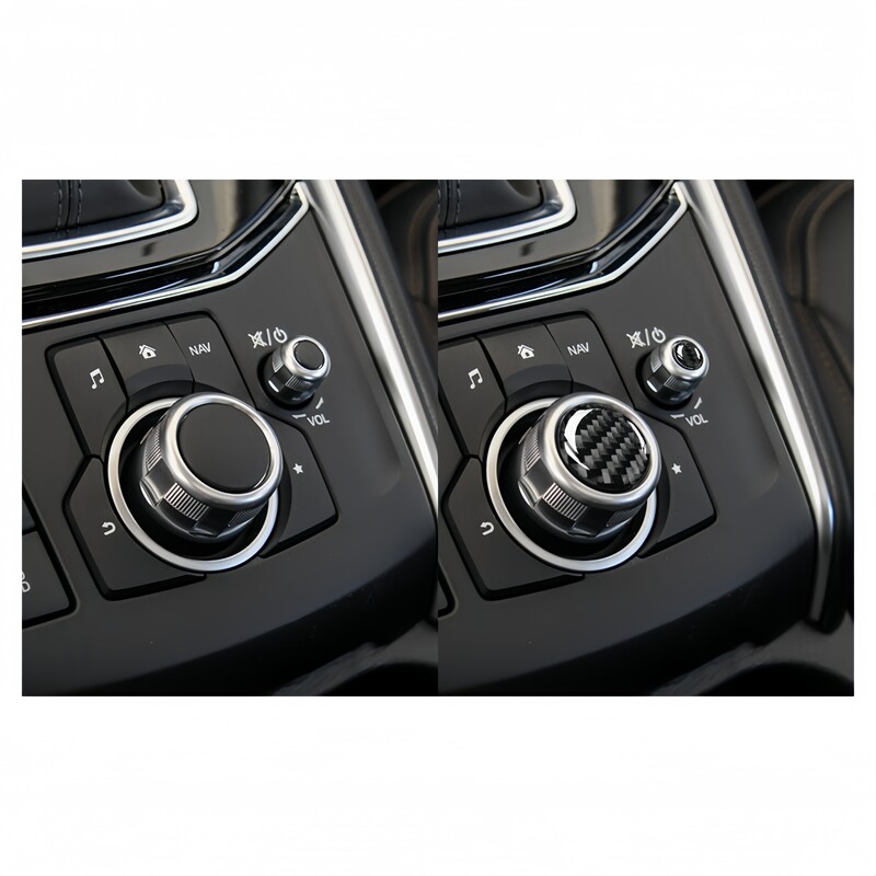 Για Mazda 3 6 CX-5 CX-9 2016 2017 Auto Carbon Fiber Central Console Multimedia Volume Button Cover Trim Accesorios Para Vehículos