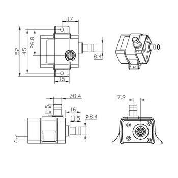 Mini Super Silent Water Pump Brushless 120L/H DC for Aquarium Fish Tank Fountains Υποβρύχια αντλία κυκλοφορίας νερού βύσματος USB