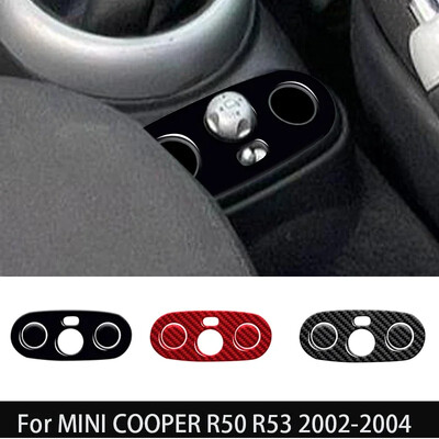 За Mini Cooper One R50 R53 2002-2004 Аксесоари Автомобилна скоростна кутия Бутон за регулиране на отоплението Рамка Истински мек стикер от въглеродни влакна