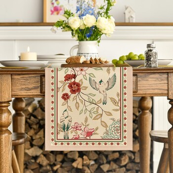 Brown Birds Flowers Blossom Lenn Table Runners Εποχιακό Καλοκαιρινό Floral Διακόσμηση Τραπεζαρίας Κουζίνας Διακόσμηση πάρτι για το σπίτι γάμου