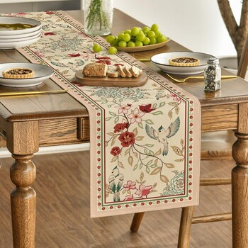 Brown Birds Flowers Blossom Lenn Table Runners Εποχιακό Καλοκαιρινό Floral Διακόσμηση Τραπεζαρίας Κουζίνας Διακόσμηση πάρτι για το σπίτι γάμου