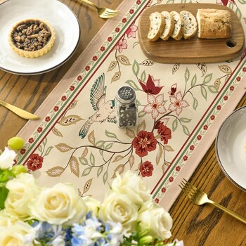 Brown Birds Flowers Blossom Lenn Table Runners Εποχιακό Καλοκαιρινό Floral Διακόσμηση Τραπεζαρίας Κουζίνας Διακόσμηση πάρτι για το σπίτι γάμου