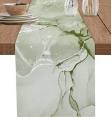 Žalios marmurinės lininės stalo bėgikės Šventinės komodos kaklaskarės Šiuolaikinės minimalistinės stalo bėgikės Lauko valgomasis Namų svetainės dekoras