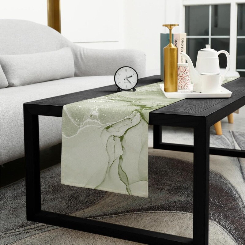 Žalios marmurinės lininės stalo bėgikės Šventinės komodos kaklaskarės Šiuolaikinės minimalistinės stalo bėgikės Lauko valgomasis Namų svetainės dekoras