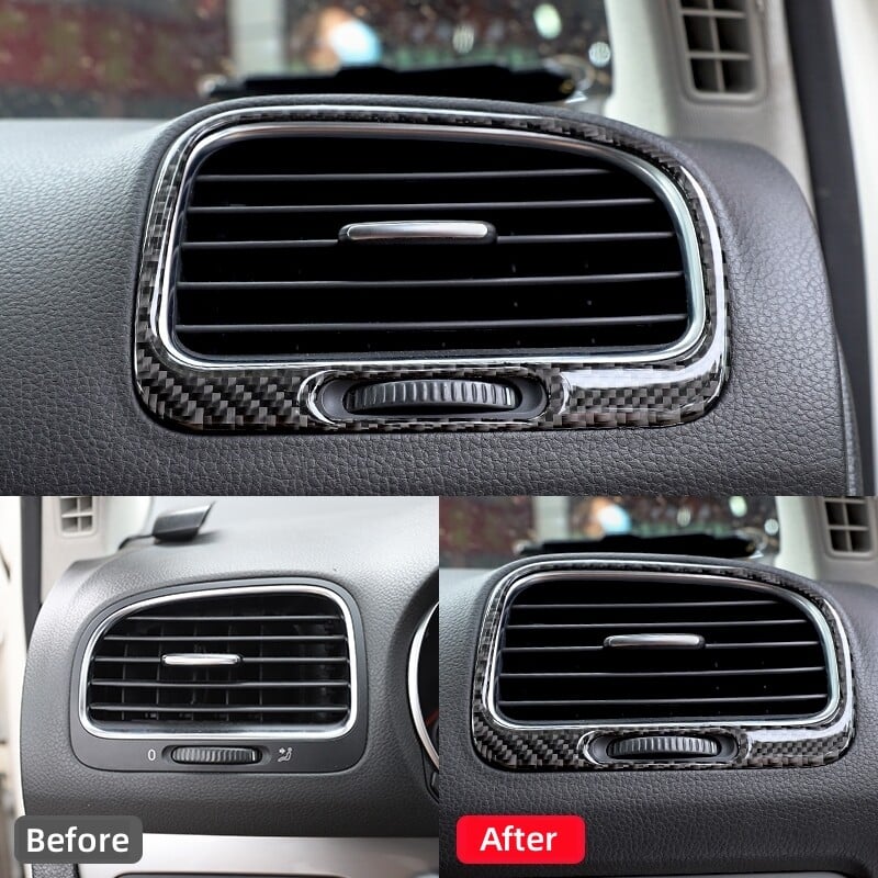 Pre Volkswagen Golf 6 Gti R MK6 2008-2012, uhlíkové vlákno, prístrojová doska, ľavý pravý vetrací otvor, dekoračné nálepky, príslušenstvo