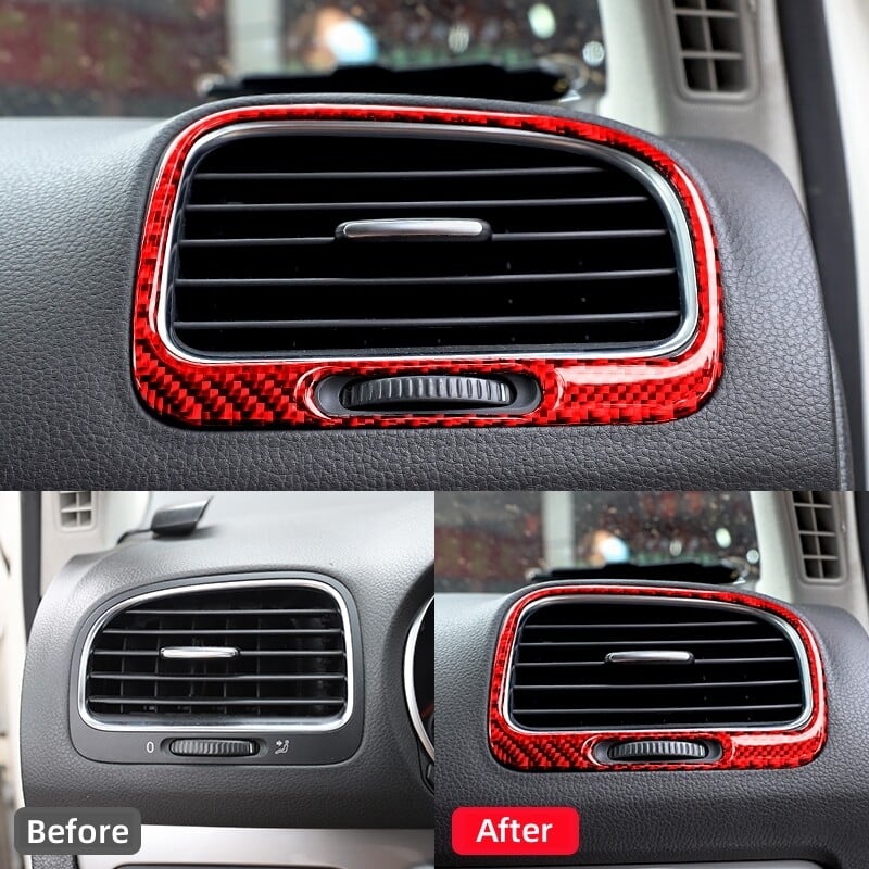 Pre Volkswagen Golf 6 Gti R MK6 2008-2012, uhlíkové vlákno, prístrojová doska, ľavý pravý vetrací otvor, dekoračné nálepky, príslušenstvo