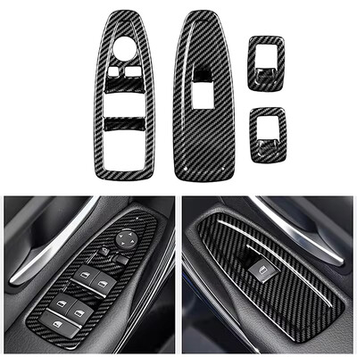 Αυτοκόλλητο 4 τμχ LHD RHD Carbon Fiber Διακοπτικό κάλυμμα με διακόπτη εσωτερικού πλαϊνού παραθύρου για την BMW Σειρά 3 F30 Gran Turismo F34 F33 F36