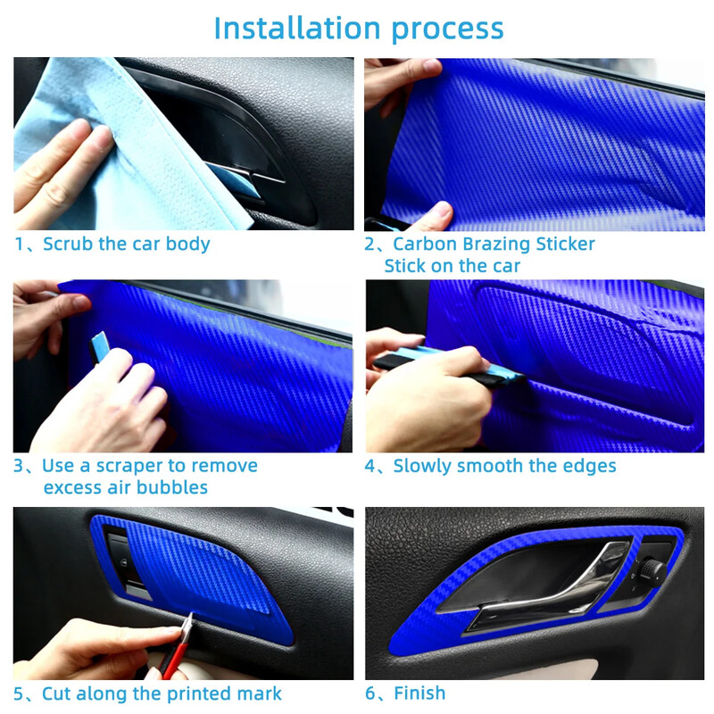 3D anglies pluošto automobilių lipdukai Daugiaspalvė ritininė plėvelė Vinilo apvyniojimas salono auto stiliaus lipdukas dekoro motociklo nešiojamojo kompiuterio odos lipdukas