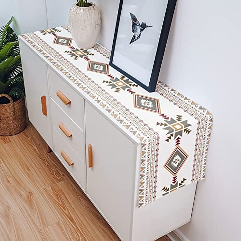 Western Boho Beige Grey Lenen Table Runner Wedding Party Decorations Geometric Table Runner for Dining Table Кухненски декор