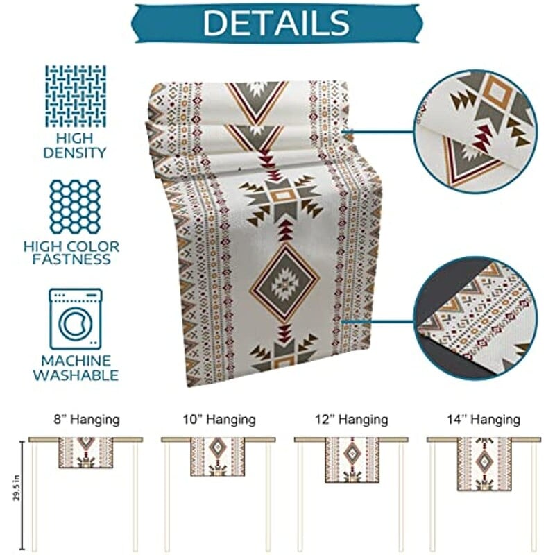 Western Boho Beige Grey Lenen Table Runner Wedding Party Decorations Geometric Table Runner for Dining Table Кухненски декор