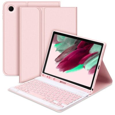 Za Samsung Galaxy Tab A9+ 11 inčna torbica s tipkovnicom kompatibilnom s Bluetoothom i držačem za olovke, kožna folija s mišem