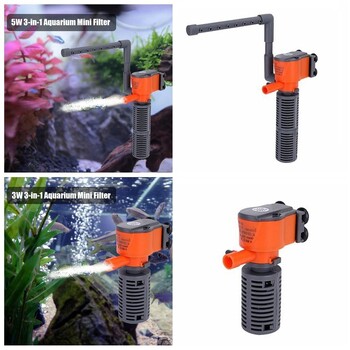 1 τεμ 3 σε 1 Fish Tank Filter Aquarium Submersible Water Pump AC220-240V Mini Filter Αντλία οξυγόνου για Μικρή Δεξαμενή Ψαριών Ενυδρείου