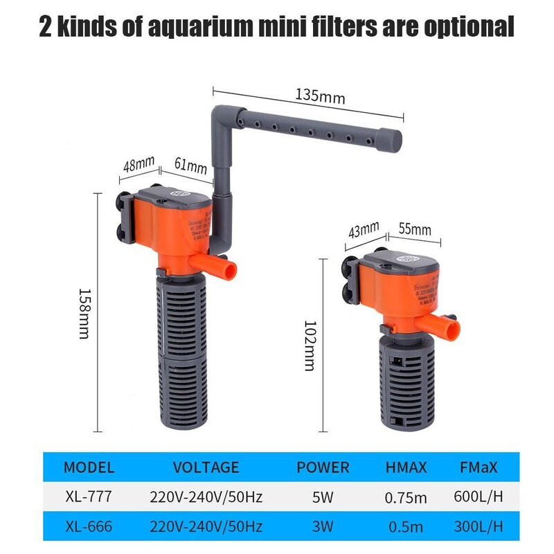 1 tk 3-in-1 paagifiltriga akvaariumi sukelveepump AC220-240V minifiltriga hapnikuõhupump väikese akvaariumi paagi jaoks