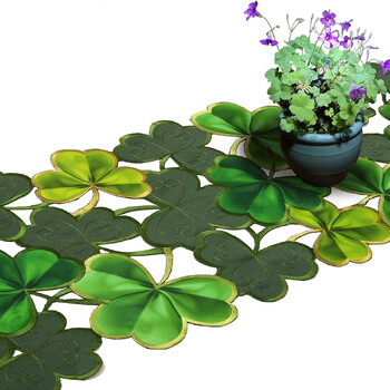 Green Clover Table Runner Irish Festival Κεντημένο κάλυμμα τραπεζιού Διακοσμήσεις Holiday Hollow Out Πανί Δώρο Προμήθειες σπιτιού