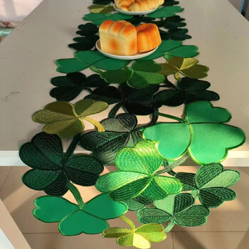 Green Clover Table Runner Irish Festival Κεντημένο κάλυμμα τραπεζιού Διακοσμήσεις Holiday Hollow Out Πανί Δώρο Προμήθειες σπιτιού