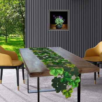 Green Clover Table Runner Irish Festival Κεντημένο κάλυμμα τραπεζιού Διακοσμήσεις Holiday Hollow Out Πανί Δώρο Προμήθειες σπιτιού