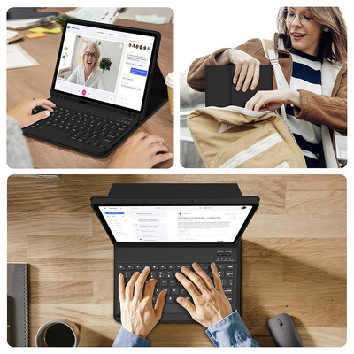 „Samsung Galaxy Tab A9+“ 11 colių dėklas su „Bluetooth“ suderinamu klaviatūros dangteliu, automatinio miego / pažadinimo klaviatūros dėklu, belaidė klaviatūra