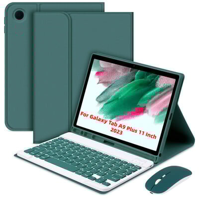 Za Samsung Galaxy Tab A9+ 11 inčna futrola s tipkovnicom kompatibilnom s Bluetoothom, futrola za automatsko spavanje/buđenje, bežična tipkovnica