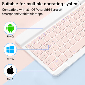 Безжична клавиатура за iOS Android Windows Bluetooth Teclado за Xiaomi Huawei Samsung Tablet Испански Френски Арабски Русия Иврит