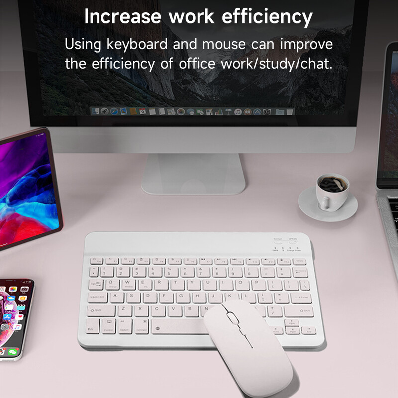 Belaidė klaviatūra, skirta iOS Android Windows Bluetooth Teclado, skirta Xiaomi Huawei Samsung Tablet Ispanų prancūzų arabų Rusija hebrajų