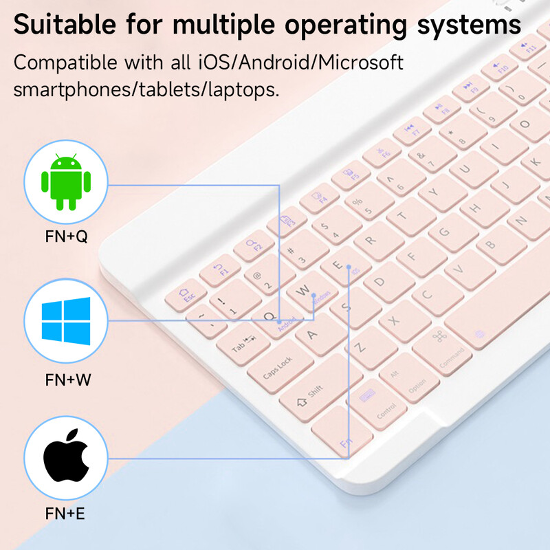 Belaidė klaviatūra, skirta iOS Android Windows Bluetooth Teclado, skirta Xiaomi Huawei Samsung Tablet Ispanų prancūzų arabų Rusija hebrajų