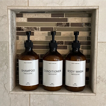 500ml Σαμπουάν Body Wash Conditioner Dispenser Μπουκάλι Μπάνιο Αδιάβροχο προ-ετικέτα επαναγεμιζόμενο δοχείο σαπουνιού για σαμπουάν