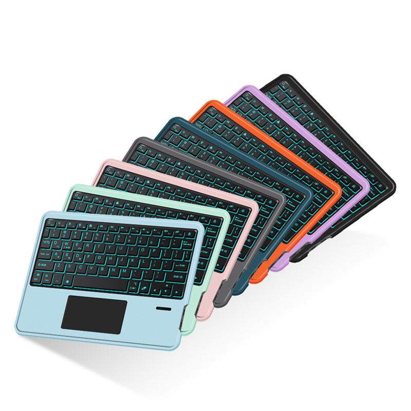 Deutsch Ασύρματο πληκτρολόγιο αφής οπίσθιου φωτισμού Bluetooth για τηλέφωνο iPad Tablet Laptop Γερμανικό πληκτρολόγιο για Android iOS Windows