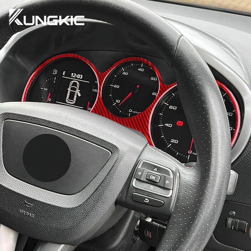 Autocolant din fibră de carbon moale reală pentru Seat Leon 2005 2006 2007 2008 2009 2010 2011 2012 Instrument de bord pentru bordul vitezometrului