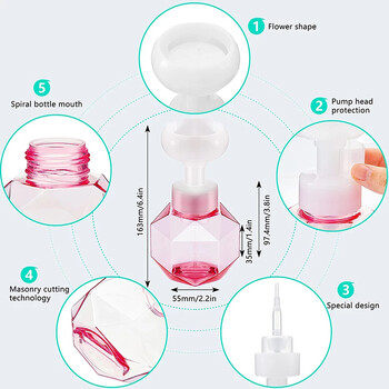 Vetta Flower Soap Dispenser Pump Bottle Kitchen Plastic Containers For Cosmetic Facial Cleanser Shampoo Shower 300Ml