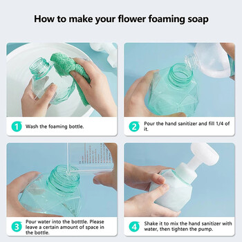 Vetta Flower Soap Dispenser Pump Bottle Kitchen Plastic Containers For Cosmetic Facial Cleanser Shampoo Shower 300Ml