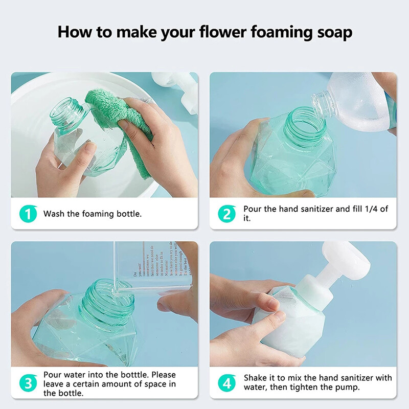 Vetta Flower Soap Dispenser Pump Bottle Kitchen Plastic Containers For Cosmetic Facial Cleanser Shampoo Shower 300Ml