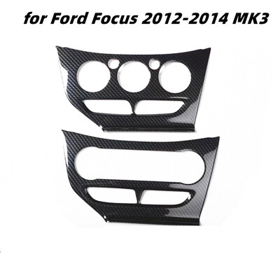 Anglies pluošto spalva Oro kondicionavimo skydelio valdymo dangteliai Apdailos tinka Ford Focus 2012 2013 2014 MK3 Priedai Lipdukai ABS